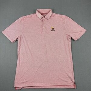 johnnie-O Polo Shirt Mens Large Red Stripe Bali Hai Embroidered Golf‎ Stretch